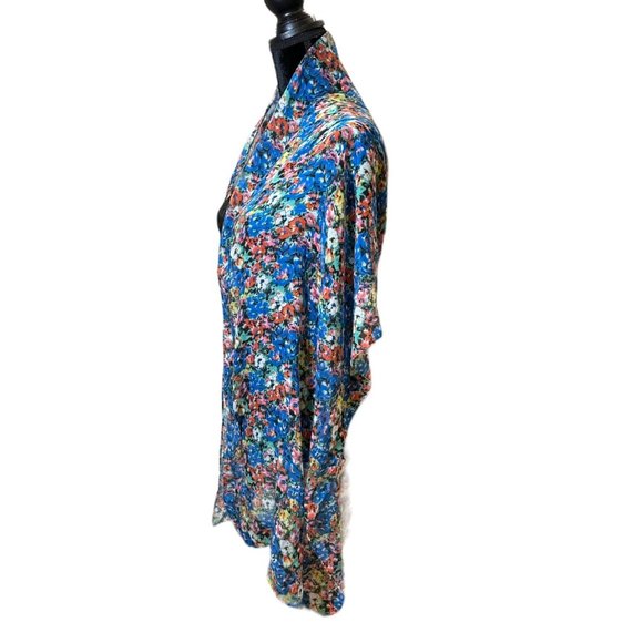 Unbranded Scarf Womens Long Rectangle Blue Pink Semi Sheer Floral Wrap - Picture 6 of 8